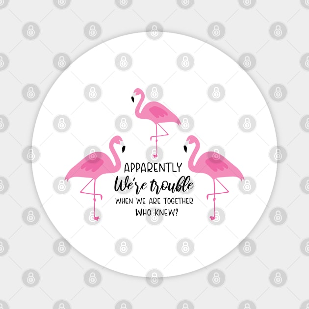 Flamingo Lovers Gift, Apparently we're trouble when we are together Who knew Magnet by hugandmug
